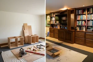 Custom full wall library install - London Handyman Pro