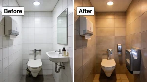 Office Bathroom Renovation before and after - London Handyman Pro