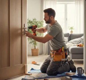 Fitting new door handle in London Flat
