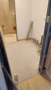 Engineering flooring before in North London House